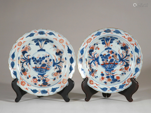 Pair Chinese Export Imari Plates, 18th Century