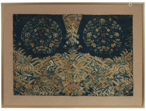 Chinese Embroidered Panel, 18th Century.