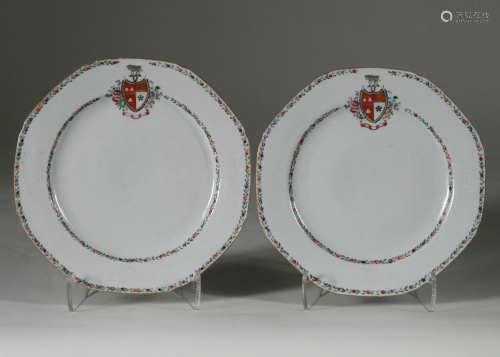 Pair Chinese Export Plates, Chien Lung Period (c. 1736-