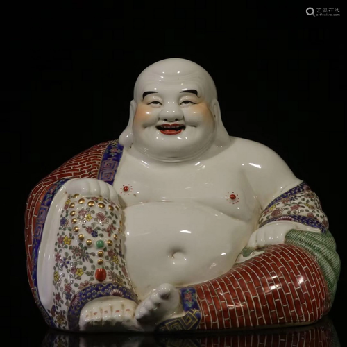 Famille Rose Porcelain Buddha, Zhu Mao Ji Mark