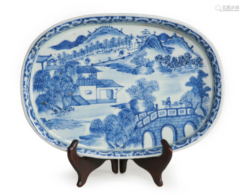 18th C. Chinese Footed Oval Porcelain Narcissus Bowl
