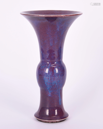 Flambe-Glazed Flower Vase, Gu, Incised Qianlong Mark