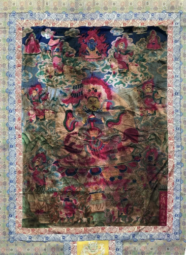 Qing Dyn. Silk Embroidered Thangka, Qianlong Mark
