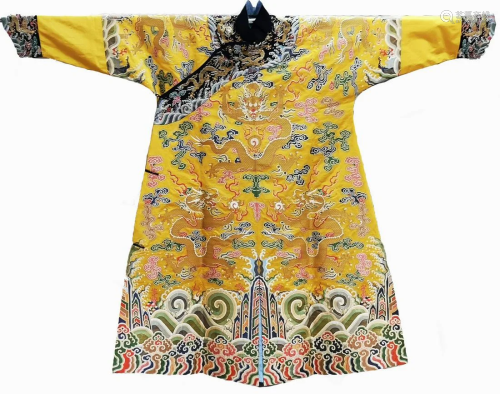 Rare and Fine Yellow-Ground Kangxi Dragon Robe