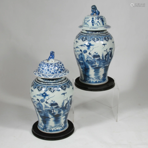 Large Pair Chinese Lidded “Ginger” Jars, Probably 19th