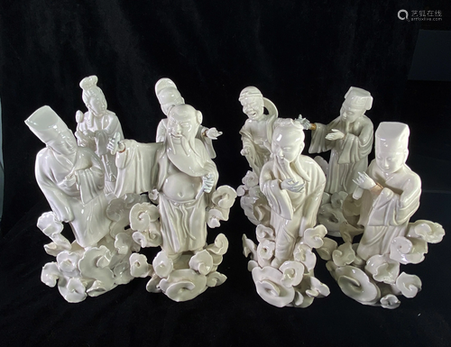 Set Of White-Glazed 'Eight Immortals' Porcelain Figures