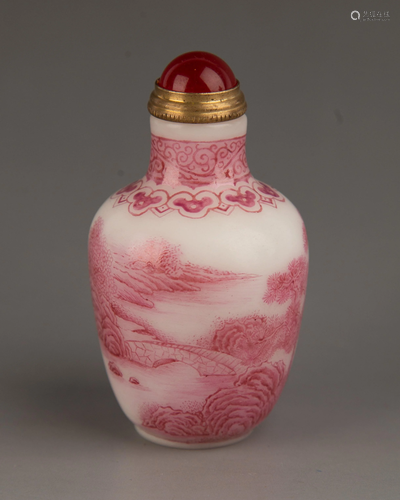 An Enamel On White Glass Snuff Bottle With Mark