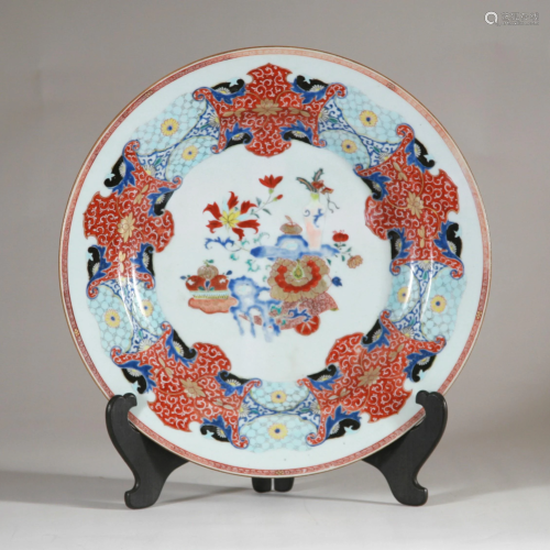 18th C. Chinese Imari Floral and Gilt Decorated Charger