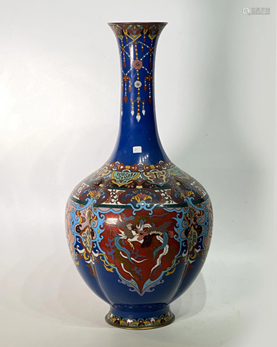 Cloisonne Enamelled Bronze Bottle Vase