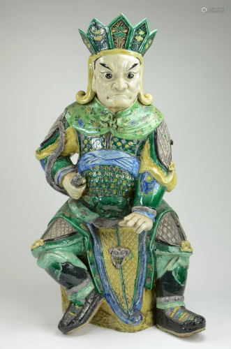 Large Kangxi Famille Verte Porcelain Figure of A