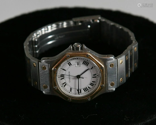 Cartier Steel and Gold Watch with Date Opening