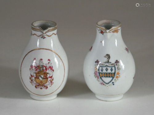 Pair Chinese Export Armorial Pitchers, C. 1780-1810