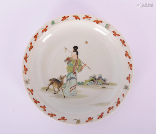 Chinese Wucai 'Figural' Porcelain Plate, Kangxi Mark