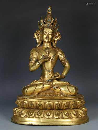 Gem-Inlaid Gilt Bronze Figure of Vajravarahi