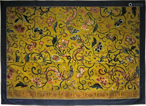 Yellow-Ground Silk Embroidered Wool Panel