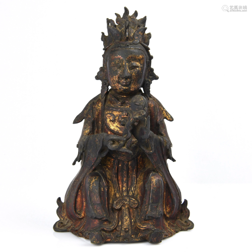 Ming Dyn. Bronze Figure of Guanyin,