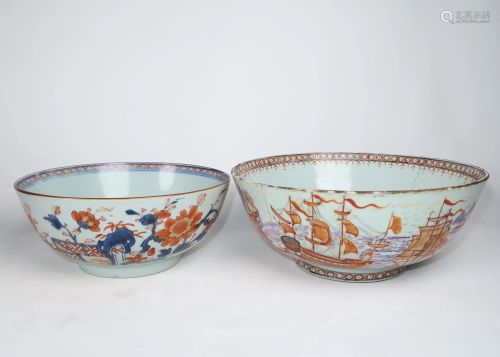 Chinese Export Punch Bowls & Imari Bowl