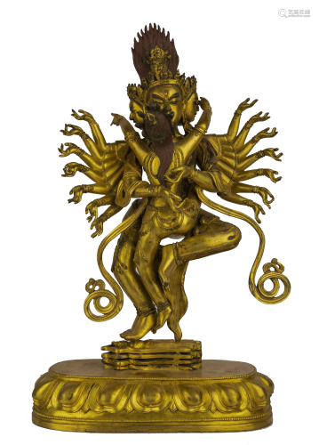 Large Gilt Bronze Figure Of Chakrasamvara