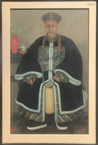 Circa 1880 Chinese Portrait Of A Military Official