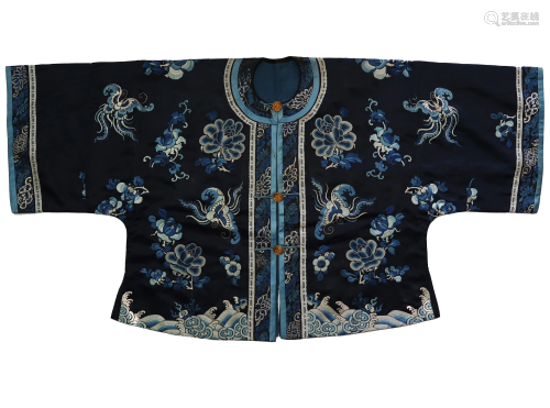 Blue-Ground Embroidered Silk Lady's Jacket