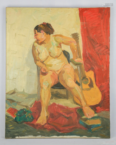 Oil Painting 'Nude', Wu Zuoren