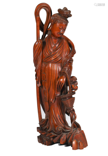 Finely Carved Boxwood Figure Of A Maiden