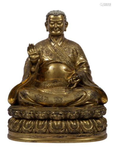 Large Gilt Bronze Figure of A Guru