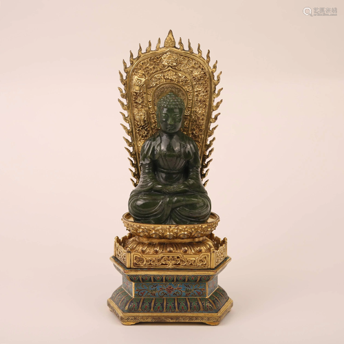 18th Century Cloisonne and Jasper Buddha