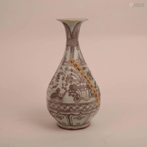 Yuan glaze red mandarin duck pattern jade pot spring