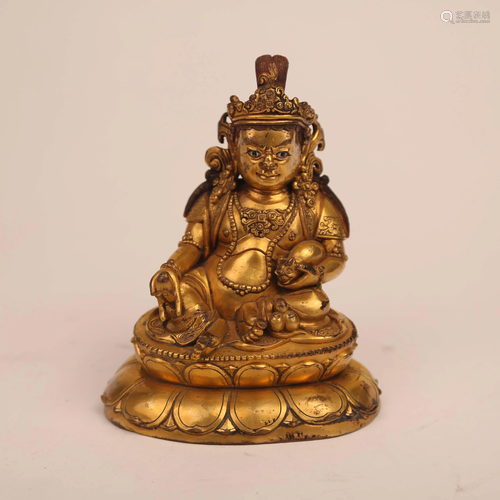 19th century gilt bronze statue of the god of wealth