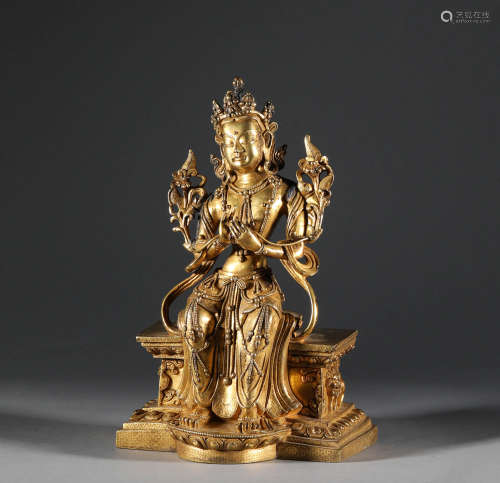 Bronze gilded Guanyin statues in Qing Dynasty