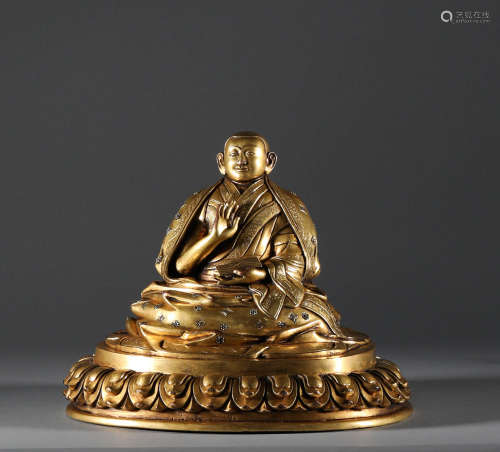 Bronze gilt Buddha in Qing Dynasty
