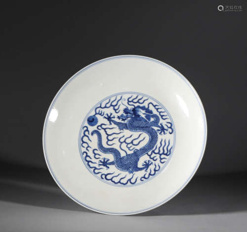 Guangxu Qinghua dragon plate