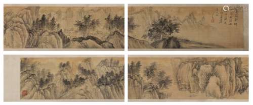 溥儒    山水  手卷A Chinese Landscape Painting Hand Scroll, ...