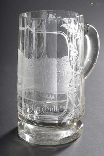 Facettierter Biedermeier Glas Humpen mit fein ge | Faceted B...