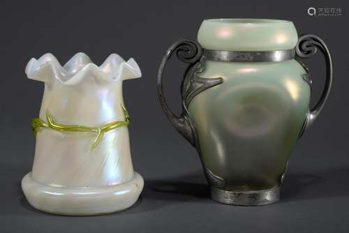 2 Diverse Teile Jugendstil Glas um 1900: Konisch | 2 Various...