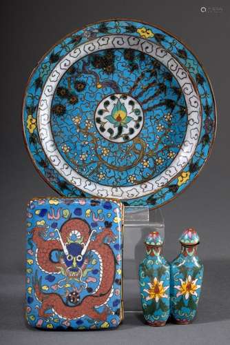 3 Diverse Teile chinesisches Cloisonné: Zigarett | 3 Various...