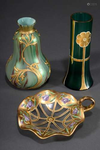 3 Diverse Teile Jugendstil Glas Vasen (H. 15/16c | 3 Various...