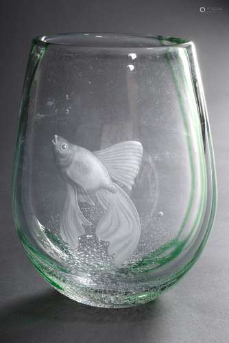 Orrefors Glas Vase mit eingeschliffenem 