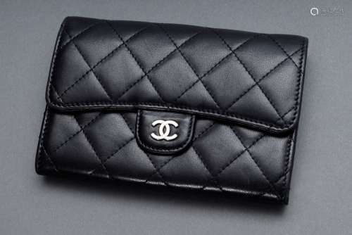 Chanel Portemonnaie, schwarz gestepptes Leder mit C | Chanel...