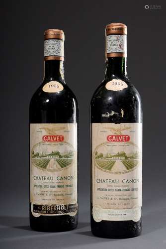 2 Flaschen 1955 Chateau Canon, Cotes Canon-Frons | 2 bottles...