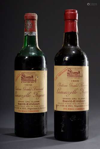 2 Flaschen 1969, 1970 Chateau Grand Barrail, Lam | 2 bottles...