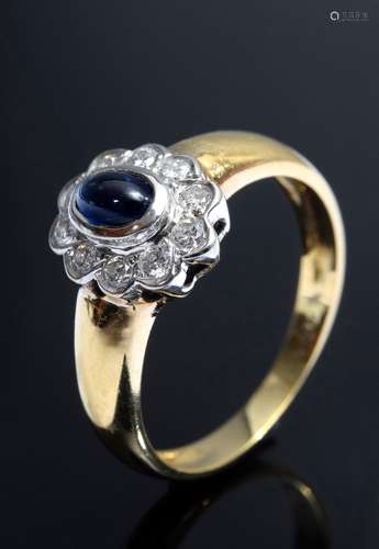 GG/WG 750 Entourage Ring mit Saphircabochon und | GG/WG 750 ...