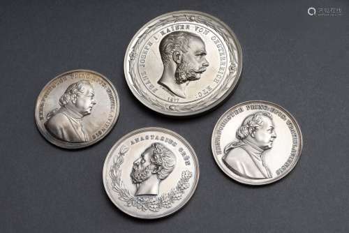 4 Diverse versilberte Medaillen Österreich K.u.K.: 2x | 4 Va...