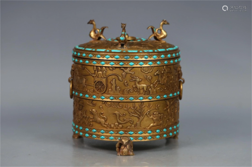 A Chinese Gilt Bronze Lidded Jar