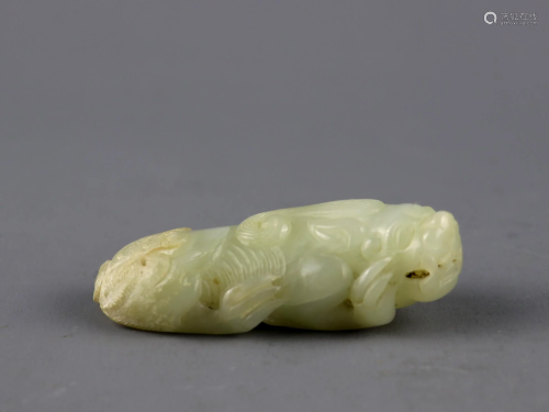 A Chinese Carved Jade Beast Ornamet