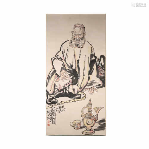 A Chinese Scroll Painting, Liu Wenxi Mark