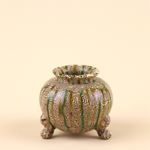 A Chinese San-Cai Glazed Tripod Incense Burner