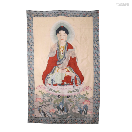 A Piece of Chinese Embroidery Depicting Buddha