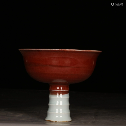 A Chinese Iron-Red Glazed Porcelain Cup